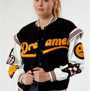Daisy Street Dreamer Black and White Varsity Jacket NWT Size XS